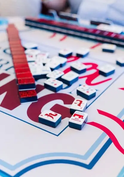 Patriotic Mah Jongg tiles arranged on the mat